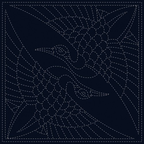 Sahiko Hand Printed Cloths - Two Cranes