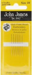 John James Ball Point Bead Embroidery Needles Size 10